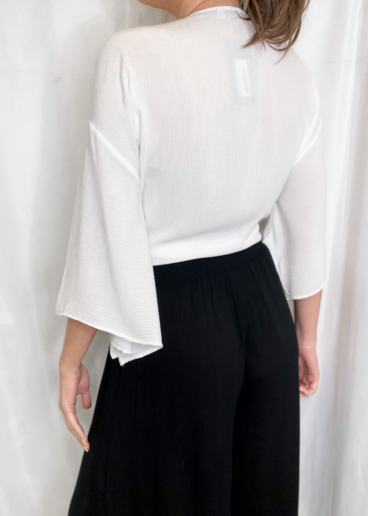 Faith Flutter Gauze 3/4 Sleeve Front Tie Kimono