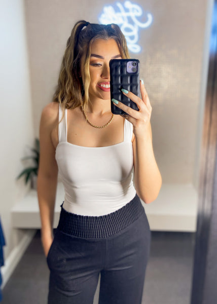 Kelsey Cropped Square Neck Solid Tank