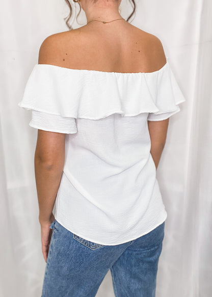 Sophie Off the Shoulder Top with V Detail.